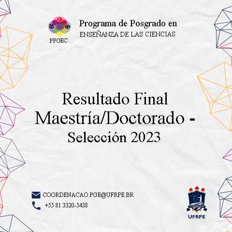 Resultado Final Maestría/Doctorado - Selección 2023