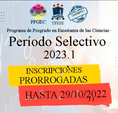 Amplian inscripción para el proceso de selección 2023 - (Maestría y Doctorado)