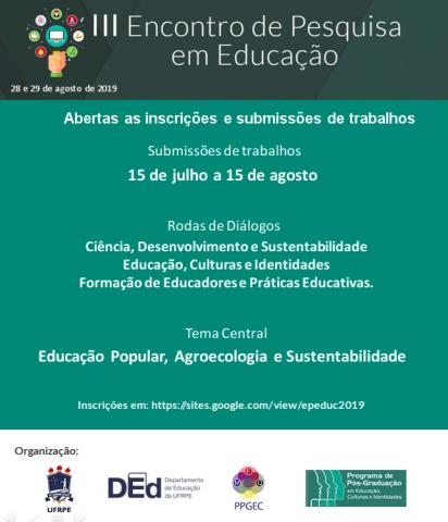 DEd promove 3° Encontro de Pesquisa em Educação