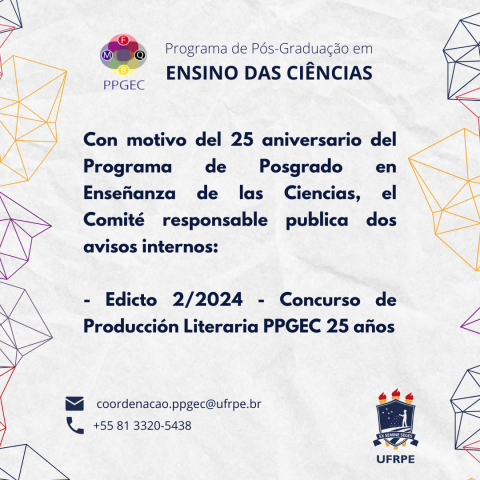 Aviso 2/2024 - Concurso de Producción Literaria PPGEC 25 años