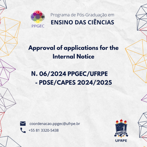 Approval of applications for Internal Notice No. 06/2024 PPGEC/UFRPE - PDSE/CAPES 2024/2025