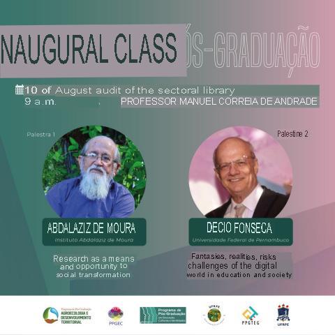 UFRPE POSTGRADUATE PROGRAMS INVITE THE ACADEMIC COMMUNITY TO THEIR INAUGURAL CLASS