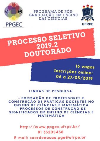Processo seletivo 2019.2 Doutorado. Processo seletivo 2019.2 Doutorado.