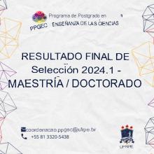 RESULTADO DE LA SELECCIÓN FINAL 2024.1 - MAESTRÍA/DOCTORADO